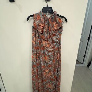 Vibrant Strapless Paisley Dress